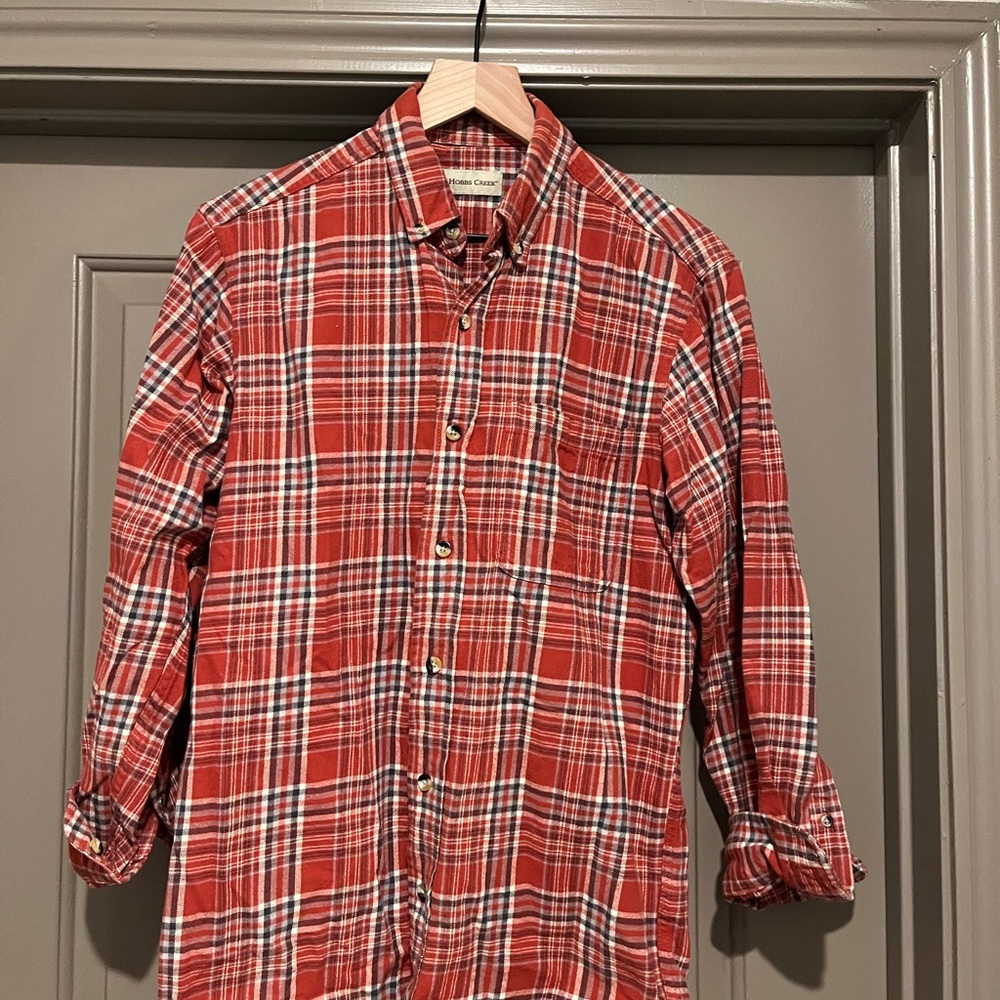 Classic Red Plaid Men's Flannel Button Down Shirt